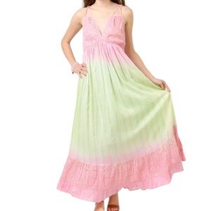 142. Women’s Pink & Light Green Ombre Maxi Dress - Sleeveless Summer Dress NEW